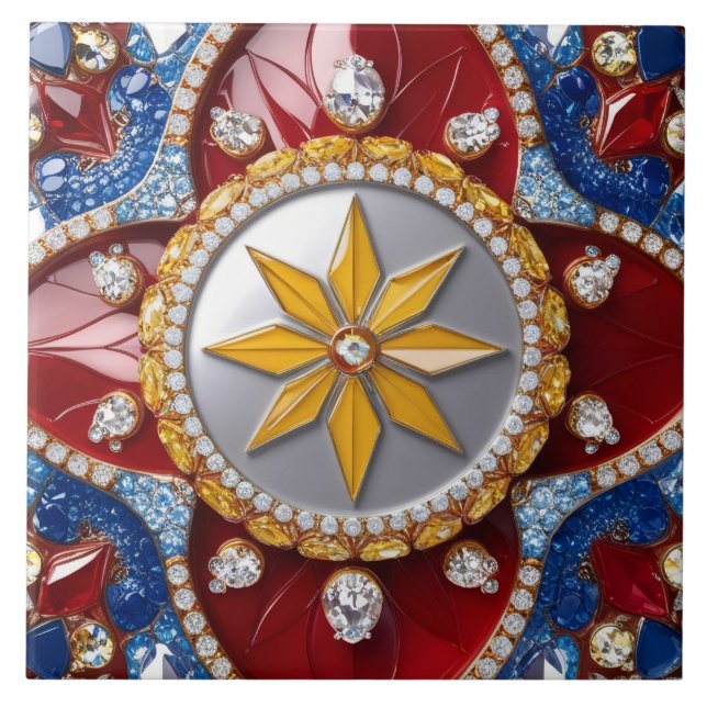 Carreau Carrelage aux couleurs colombiennes design moderne (Devant)