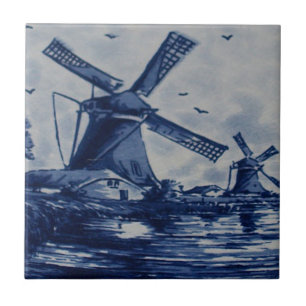 Carreau Carrelage Bleu Delft antique - Windmills by the Wa