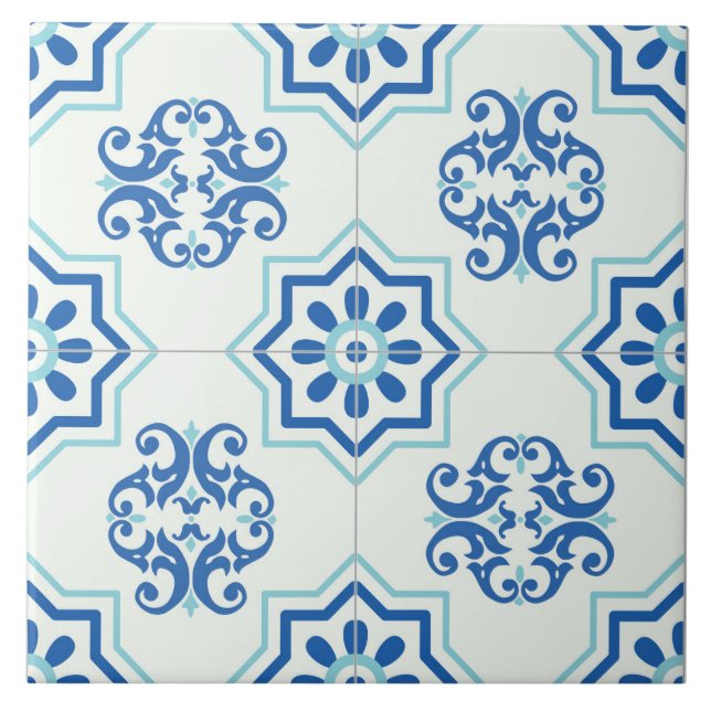 Carreau Carrelage bleu géométrique (Devant)
