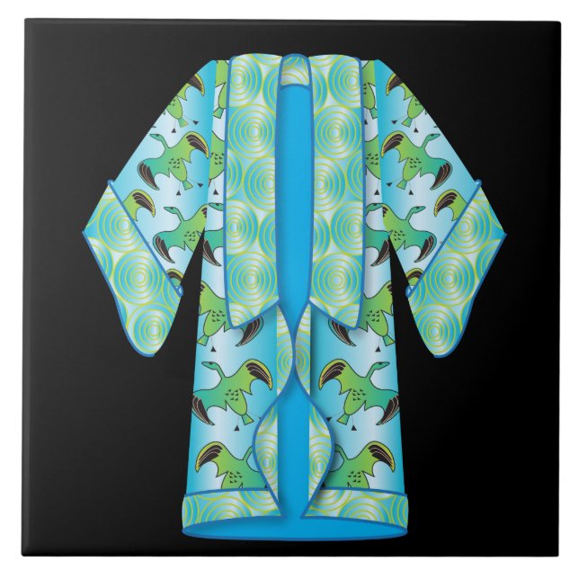 Carreau Carrelage bleu Kimono en céramique (Devant)