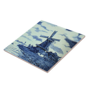 Carreau Carrelage bleu vintage Delft - Windmill