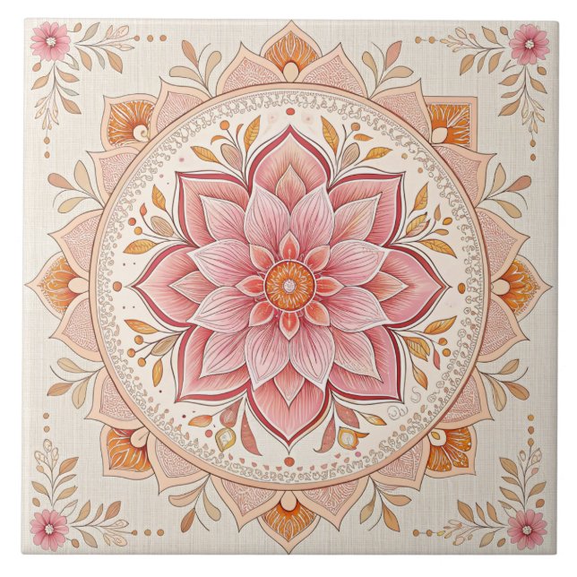Carreau Carrelage Carré Rose Floral 6" Pour Éclairer N'Imp (Devant)