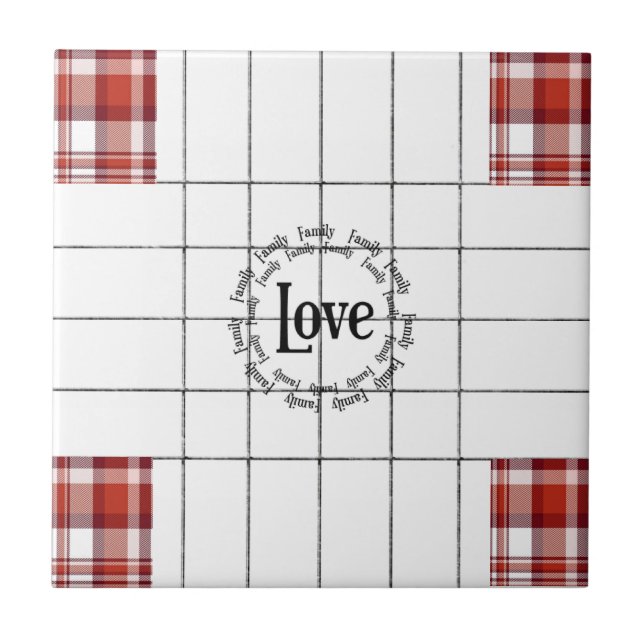 Carreau Carrelage céramique Blanc et rouge Plaid Love Fami (Devant)