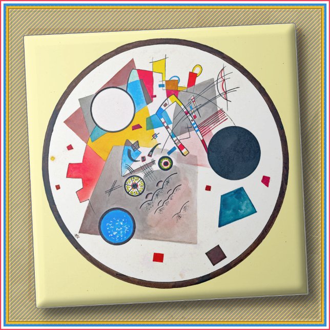 Carreau CARRELAGE CÉRAMIQUE - "Cercles dans un Cercle" - K (Another abstract design by artist Wassily Kandinsky on a ceramic tile.)