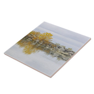 CARREAU CARRELAGE CÉRAMIQUE/MUR ROCK & ARBRE D'OR REFLÉTÉ