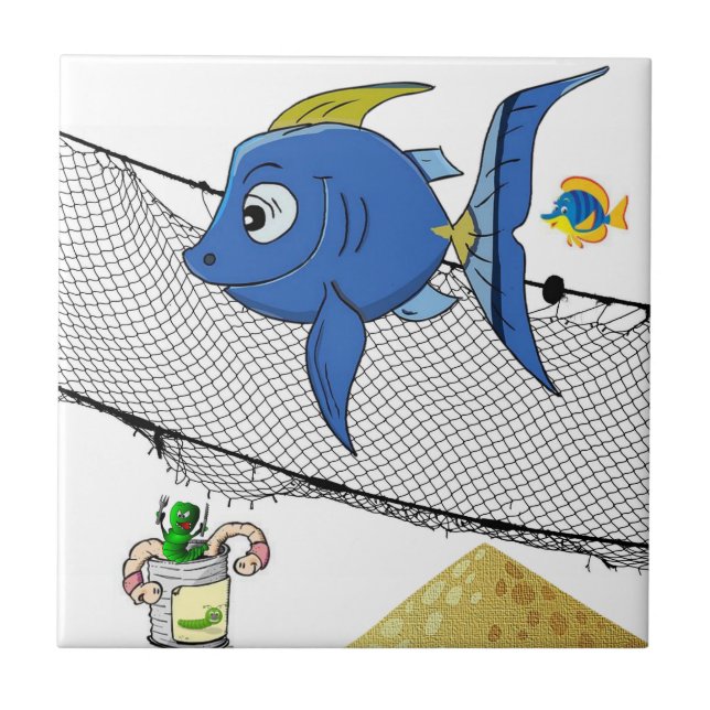 Carreau Carrelage céramique Poisson blanc, Vins Pêche Net (Devant)
