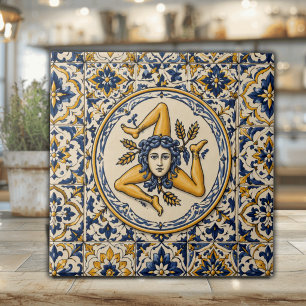 Carreau Carrelage céramique sicilien Navy & Gold avec Trin