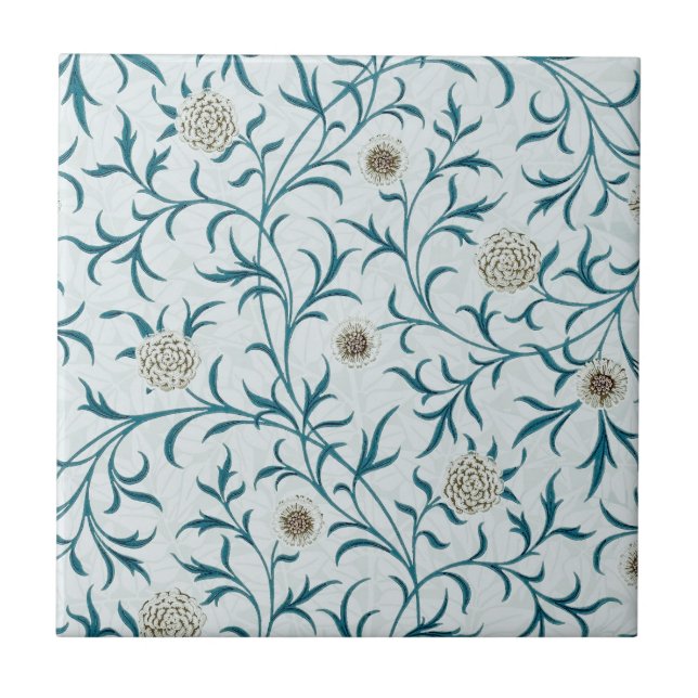 CARREAU CARRELAGE CÉRAMIQUE ; WILLIAM MORRIS : MODÈLE FLOR (Devant)