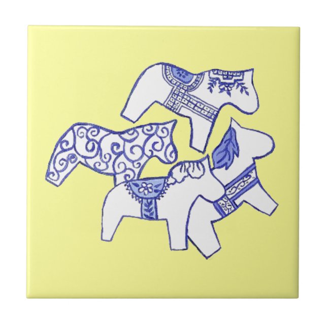 Carreau Carrelage Cheval Bleu et Blanc (Devant)