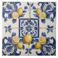 Carrelage citron céramique italienne Bleu Blanc