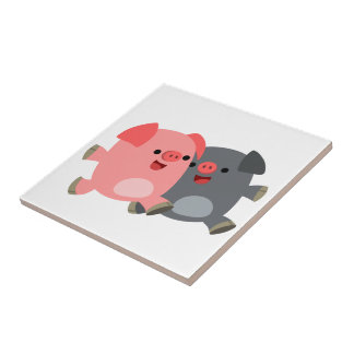 Carreau Carrelage de cochons en noir et blanc
