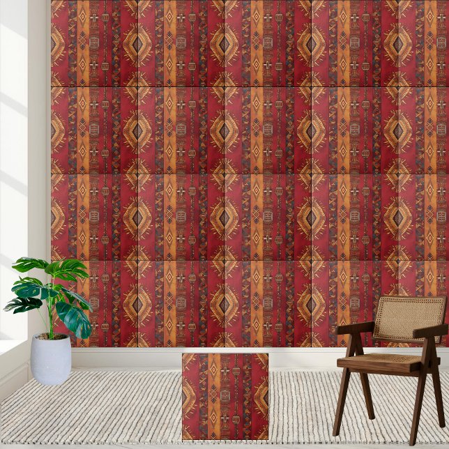 Carreau Carrelage de conception riche en rouge et en or af (Rich Red and Gold African Design Tile)