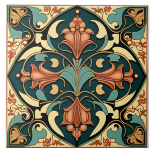 Carreau Carrelage de fleurs - Carrelage Art Nouveau en cér