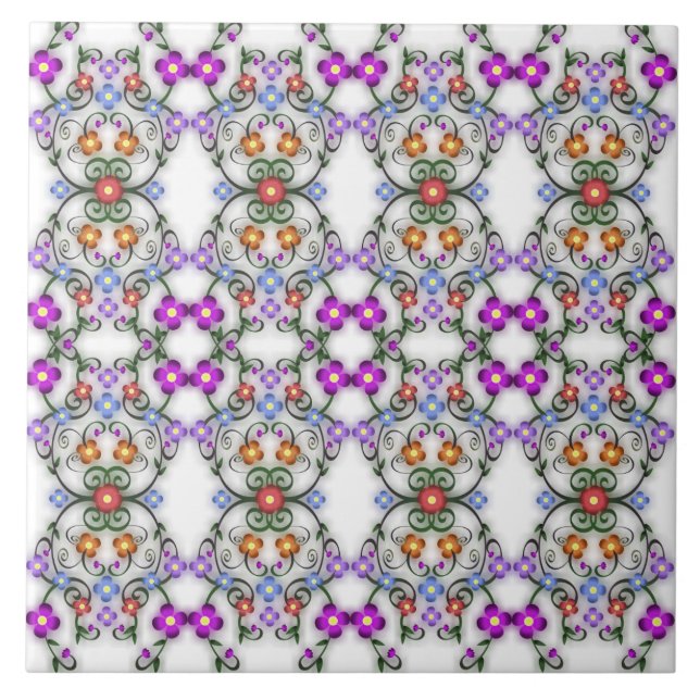 Carreau carrelage de fleurs ornementales (Devant)