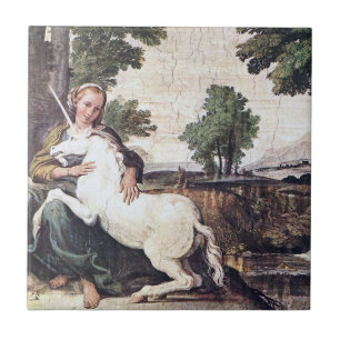 Carreau Carrelage de Maiden et Unicorn par Domenichino ver