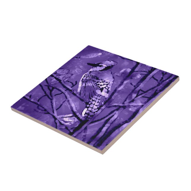 Carreau Carrelage de marbre avec Blue Jay Bird Art Abstrai (Côté)