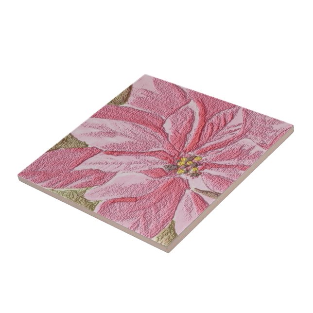Carreau Carrelage de Noël Peint Poinsettia (Côté)