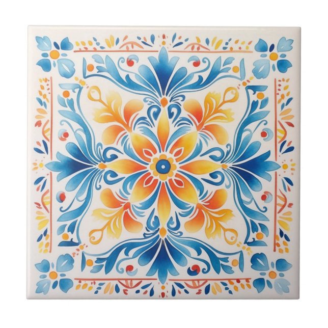 Carreau Carrelage de style Talavera Floral Mexicain (Devant)