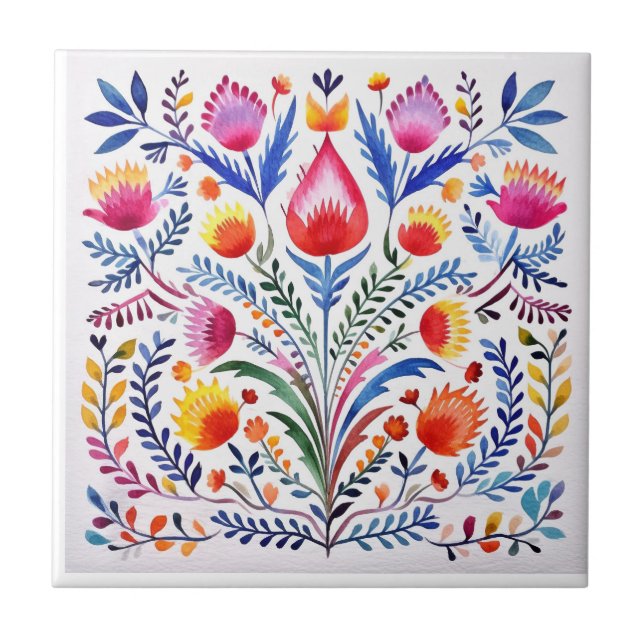 Carreau Carrelage de style Talavera Floral Mexicain (Devant)