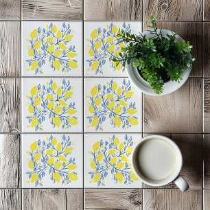 Carreau Carrelage de vignes de citron jaune et bleu