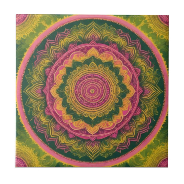 Carreau Carrelage décoratif artisanal Mandala Art (Devant)