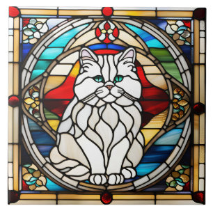 Carreau Carrelage décoratif blanc Perse Chat