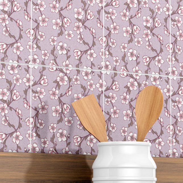 Carreau Carrelage décoratif de vigne florale pourpre - Élé (Créateur téléchargé)