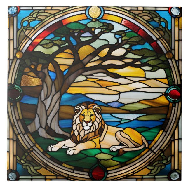 Carreau Carrelage décoratif en verre de lion (Devant)