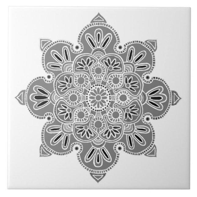 Carreau Carrelage décoratif Médaillon tons gris (Devant)