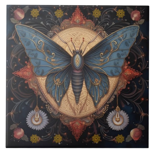 Carreau Carrelage décoratif papillon vintage (Devant)