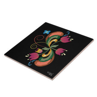 Carreau Carrelage décoratif style art populaire scandinave