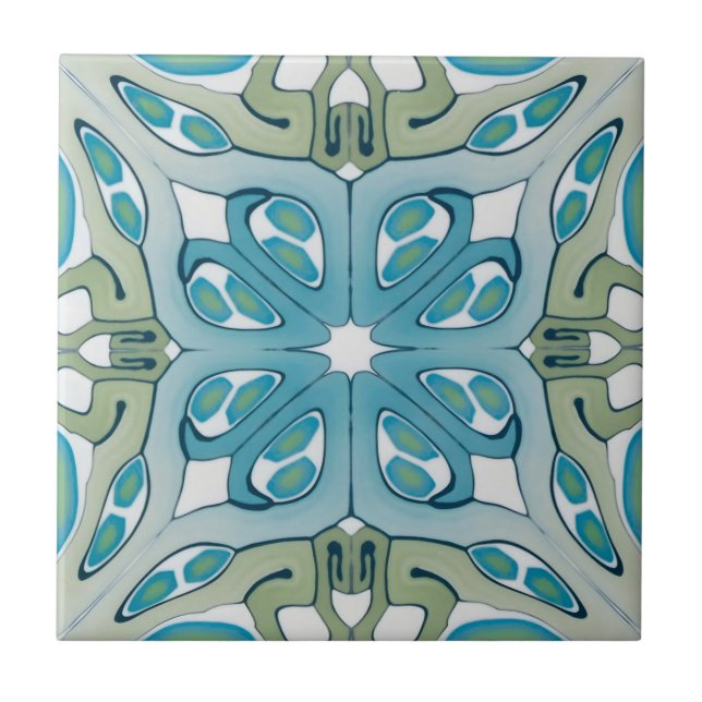 Carreau carrelage délicat bleu et blanc (Devant)