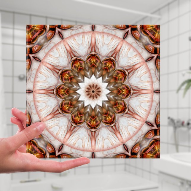 Carreau Carrelage d'Imaginaire géométrique Rose chic (Ceramic tile featuring a geometric design based on bird feathers - nature - abstract - bathroom)