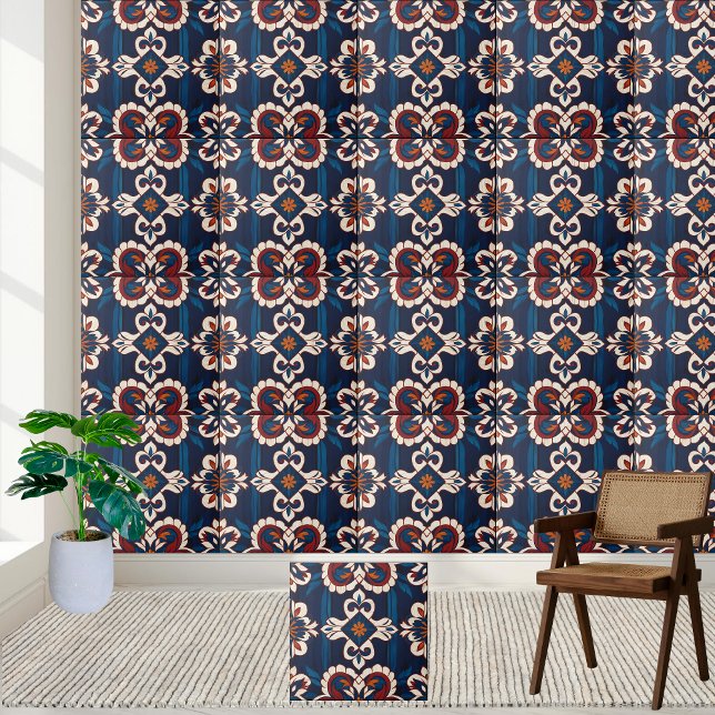 Carreau Carrelage d'inspiration scandinave avec motifs flo (Scandinavian-inspired Tile With Floral Pattern)