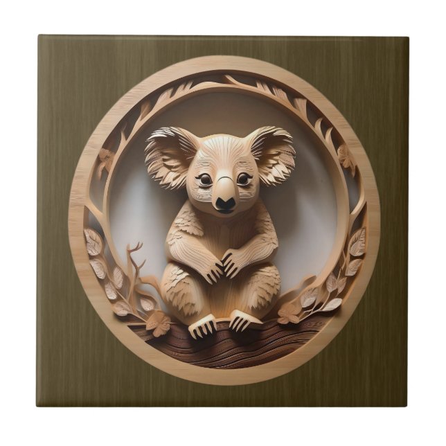 Carreau Carrelage en bois de l'ours Koala australien, Carr (Devant)
