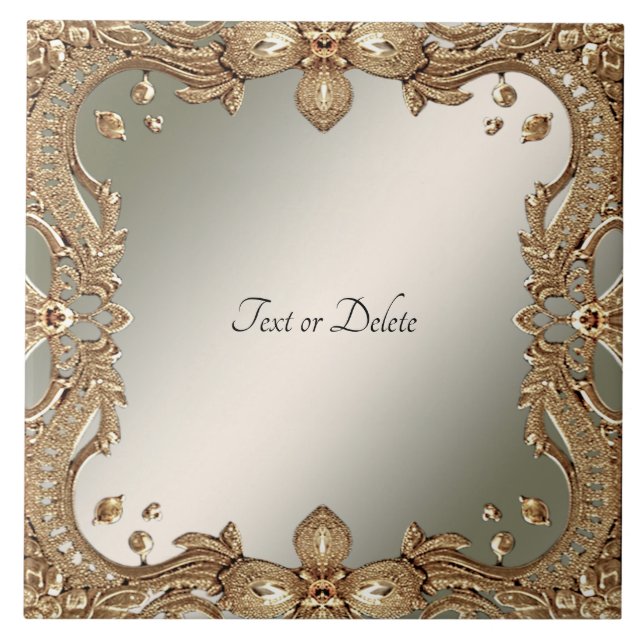 Carreau Carrelage en céramique à cadre doré (Devant)