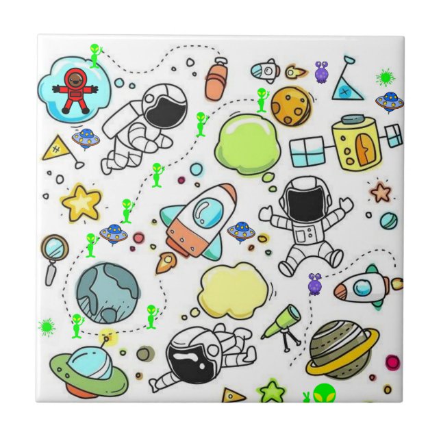 Carreau Carrelage en céramique Aliens Astronauts (Devant)
