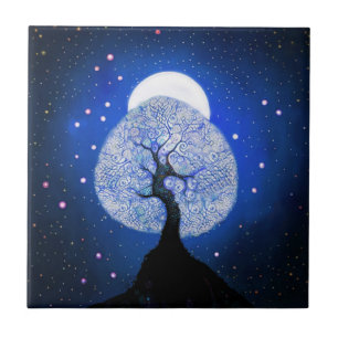 Carreau Carrelage en céramique Arbre Bleu de Vie