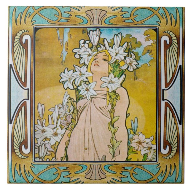 Carreau Carrelage en céramique Art nouveau Alphose mucha D (Devant)