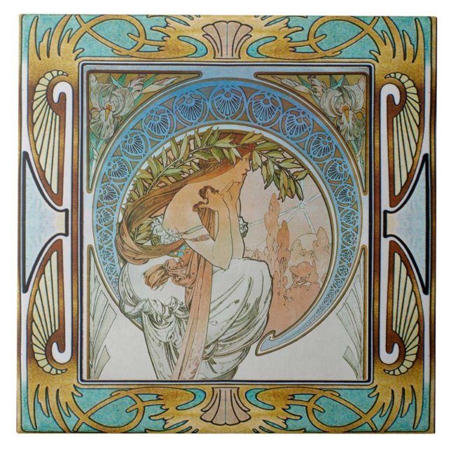 Carreau Carrelage en céramique Art nouveau Alphose mucha D (Devant)