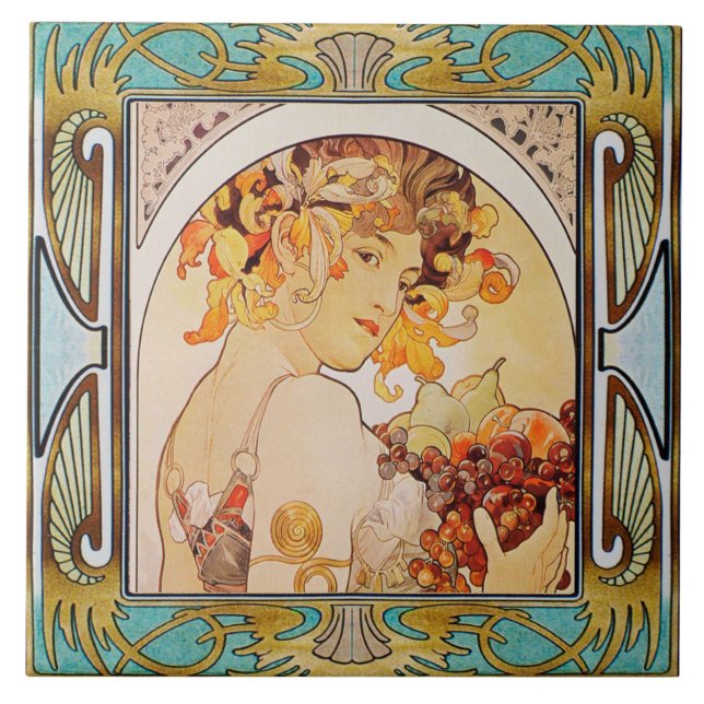 Carreau Carrelage en céramique Art nouveau Alphose mucha D (Devant)