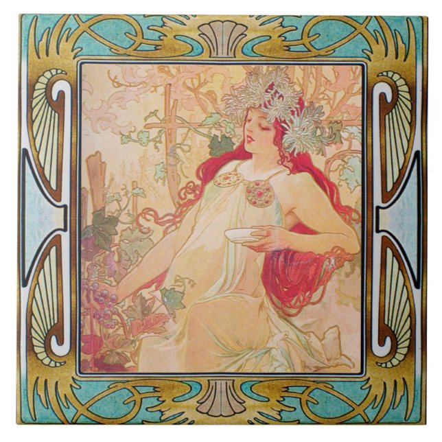 Carreau Carrelage en céramique Art nouveau Alphose mucha D (Devant)