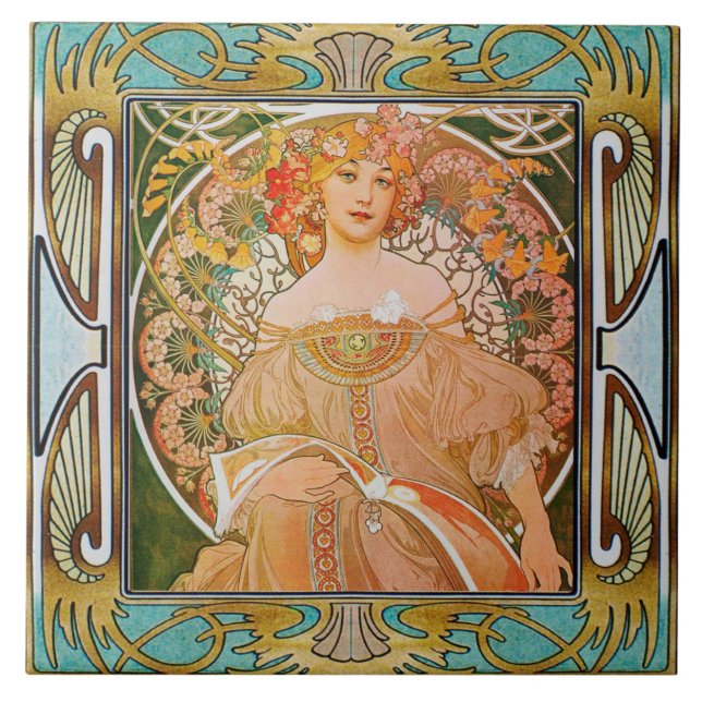 Carreau Carrelage en céramique Art nouveau Alphose mucha D (Devant)