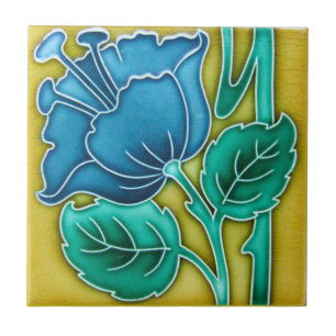 Carreau Carrelage en céramique Art Nouveau Blue Poppy