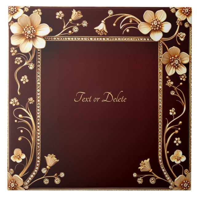 Carreau Carrelage en céramique aux fleurs dorées de Bourgo (Devant)