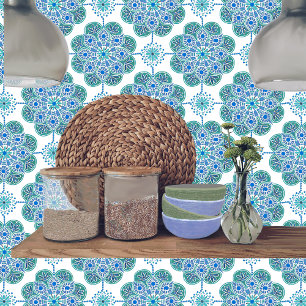 Carreau Carrelage en céramique avec motif bleu et vert