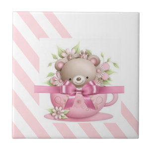 Carreau Carrelage en céramique Bande rose et blanche Fille