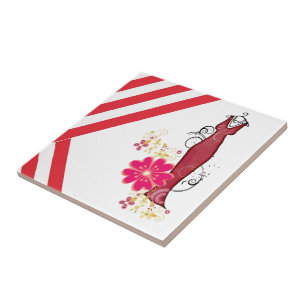 Carreau Carrelage en céramique Bande rouge et blanche Vint