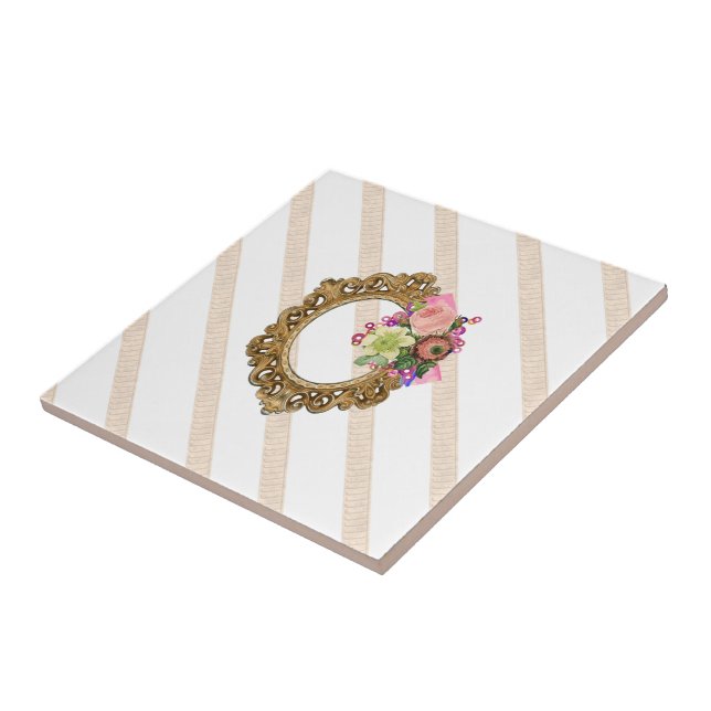 Carreau Carrelage en céramique Bbeige & blanc Grille Vinta (Côté)