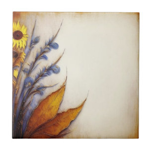 Carreau Carrelage en céramique beige et flore détaillée